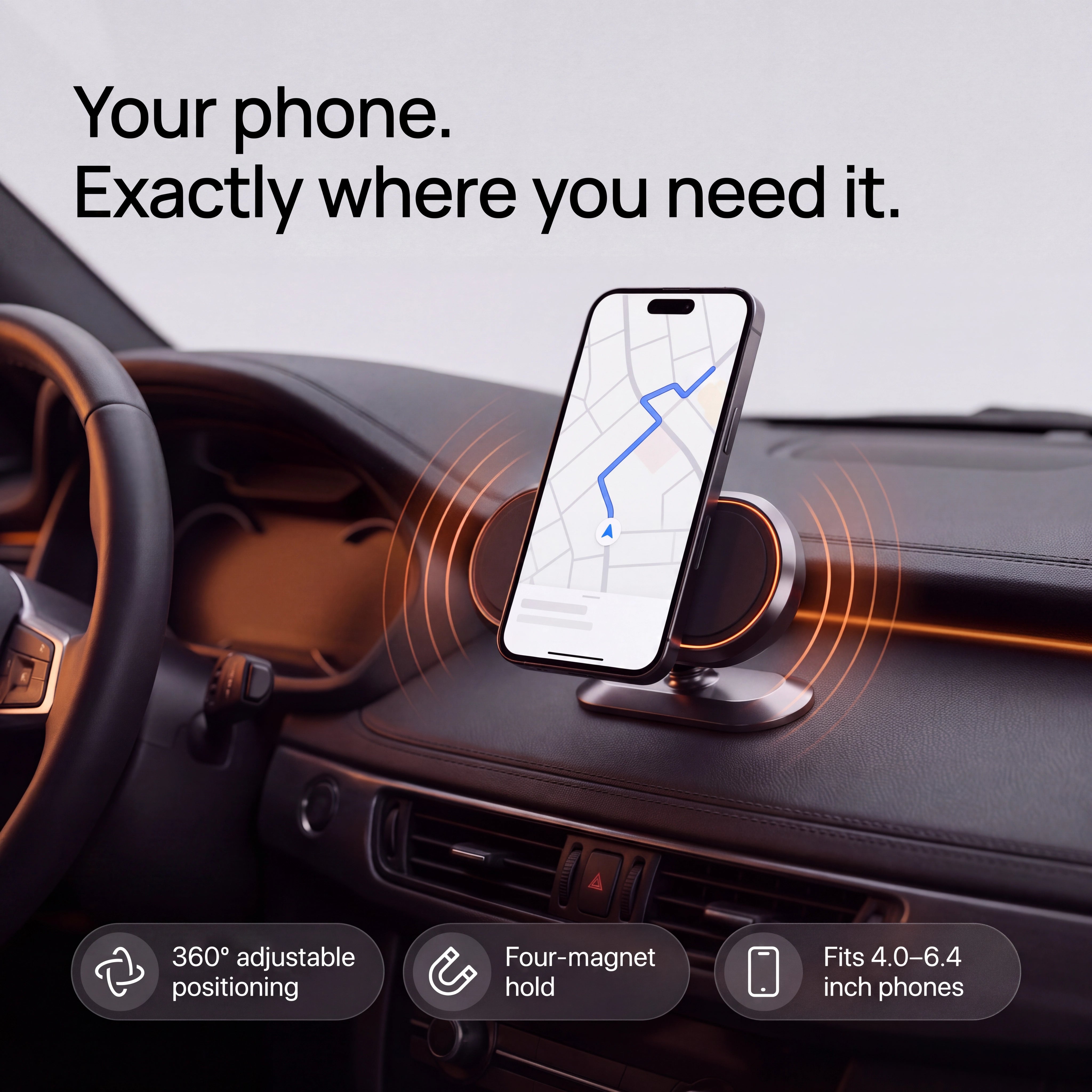 360 degree phone mount in a car